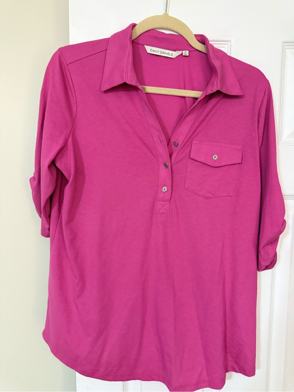 Ellen Daniels Fuchsia Button-Front Polo